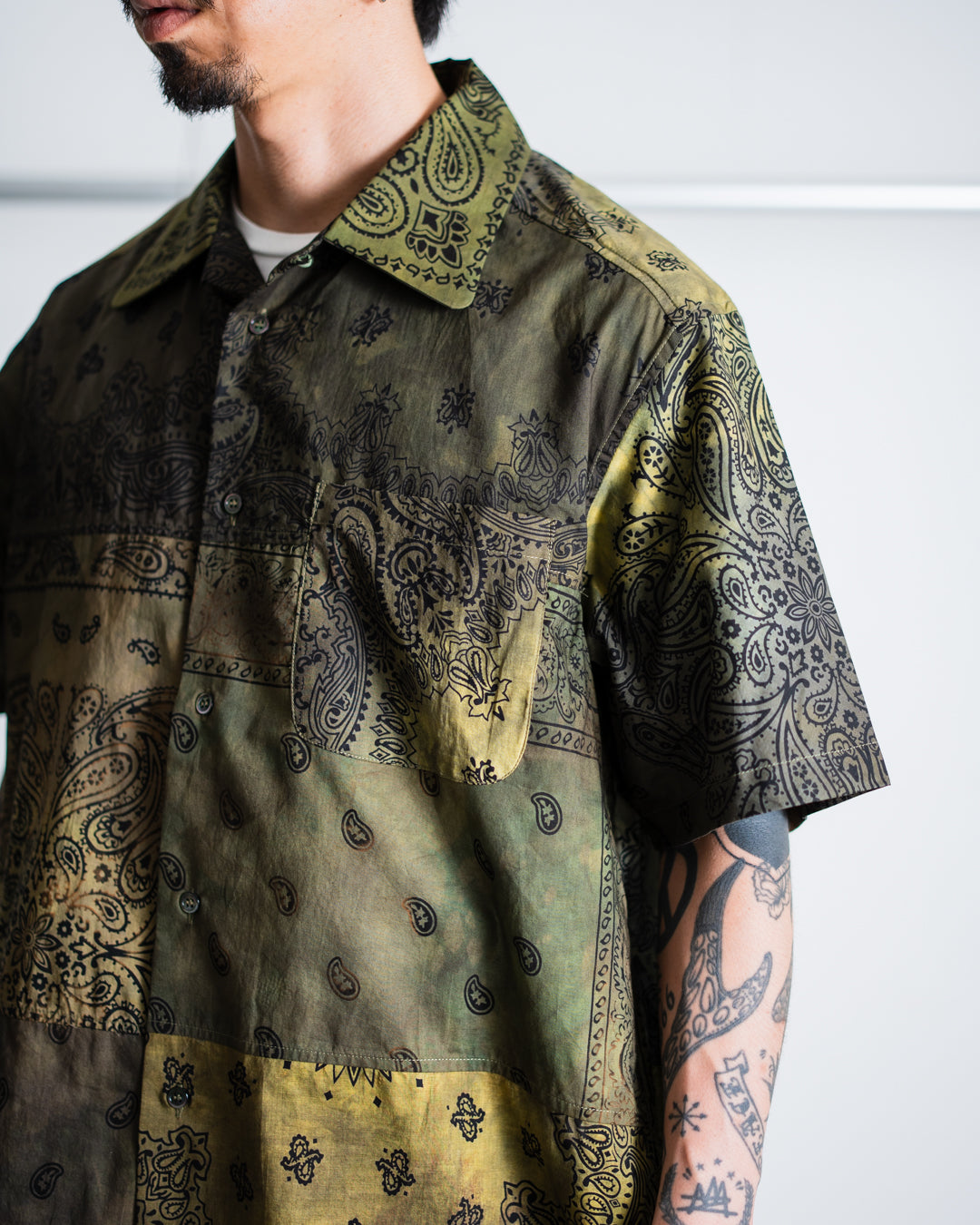 Children of the discordance / BANDANA PATCH WORK SS SHIRT -Sun Fade-