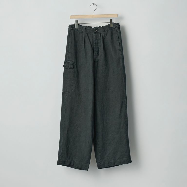 ssstein 25AW Heavy Linen Herringbone Wide Easy Trousers