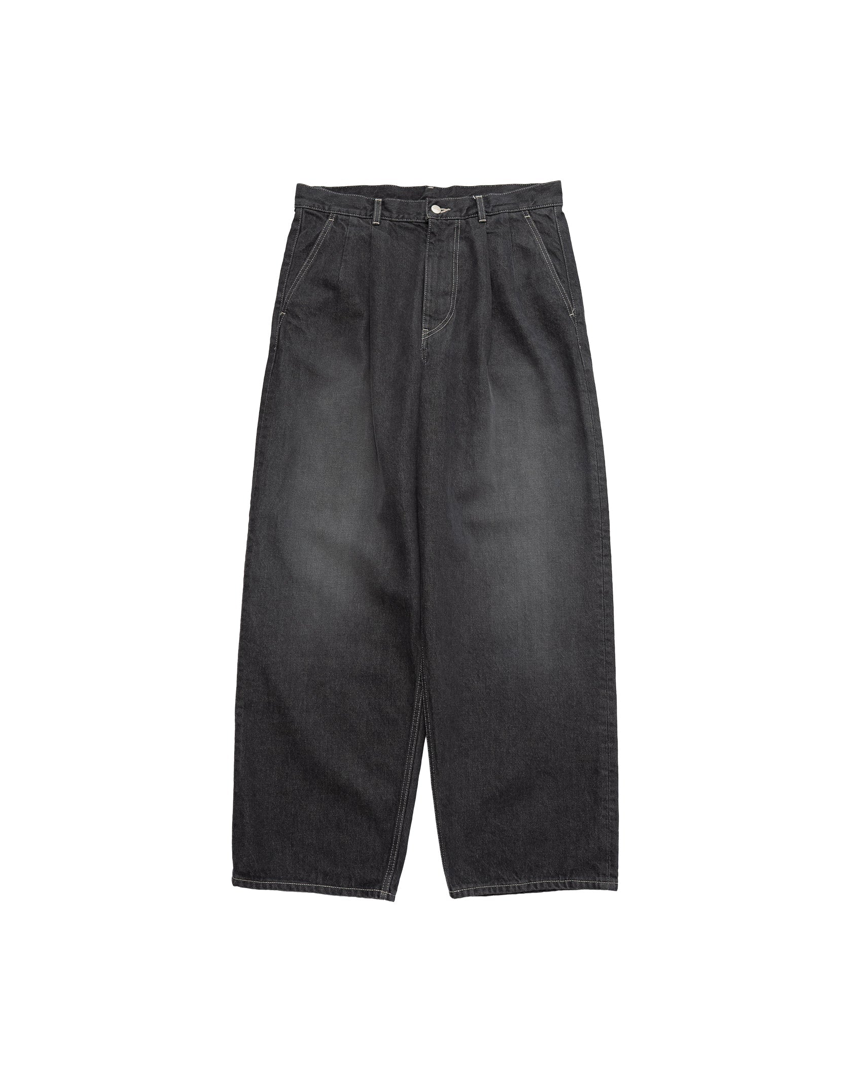 Graphpaper / Gray Tone Cone Denim Two Tuck Pants