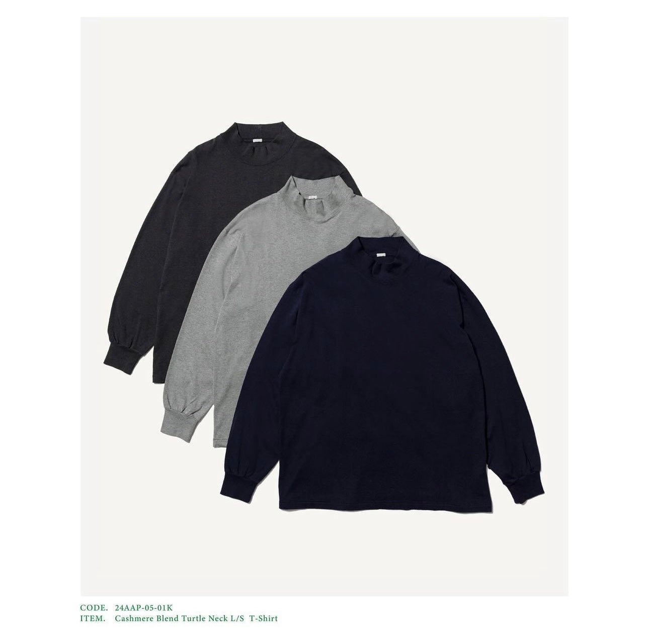 A.PRESSE 24AW Cashmere Blend Turtle Neck L/S T-Shirt