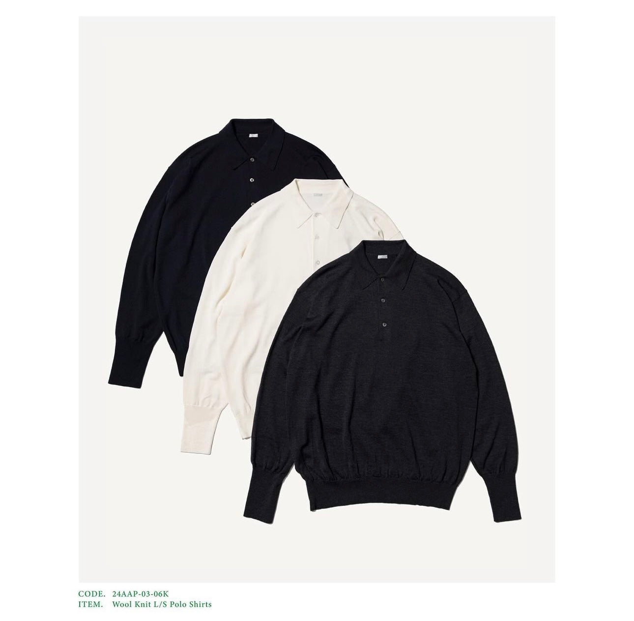 A.PRESSE 24AW Wool Knit L/S Polo Shirt