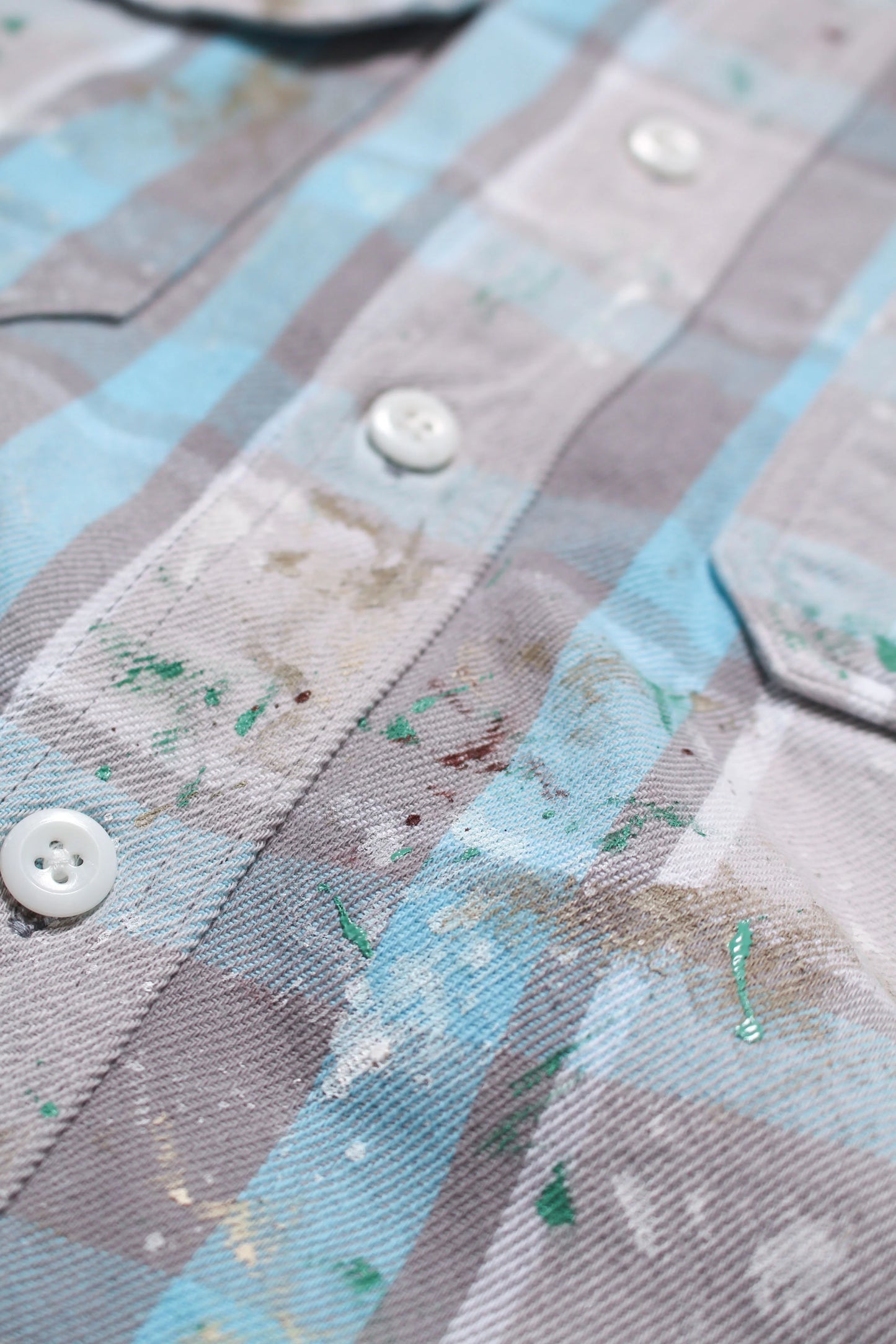 BOWWOW 25AW PAINTER'S PAINT STAINED FLANNEL SHIRT
