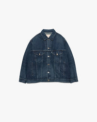 Graphpaper / Selvage Denim Trucker Jacket-DARK FADE-