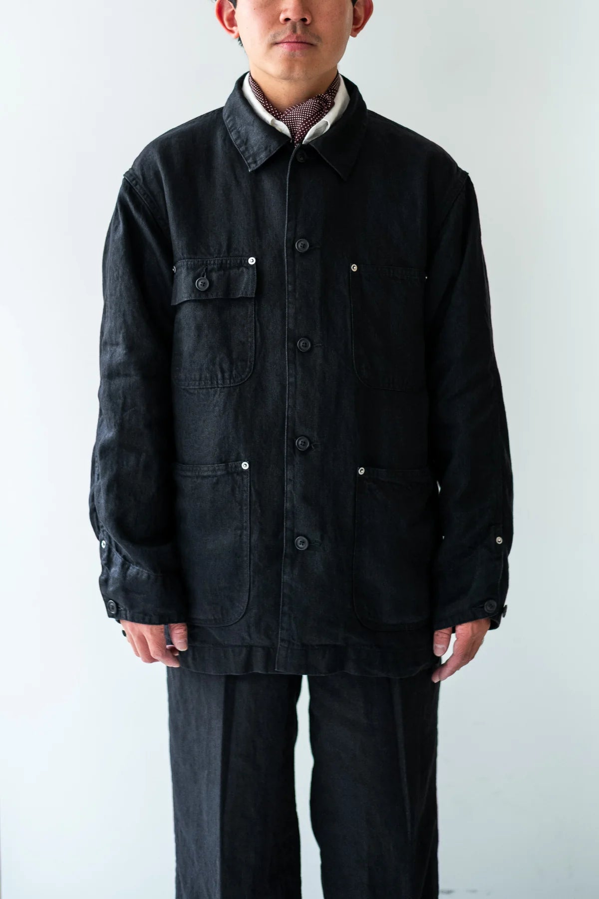 cantate 26AW Washed Linen Denim Chore Blouson