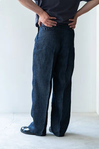 cantate 26AW Washed Linen Denim Tuck Trousers