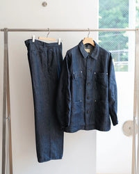 cantate 26AW Washed Linen Denim Tuck Trousers