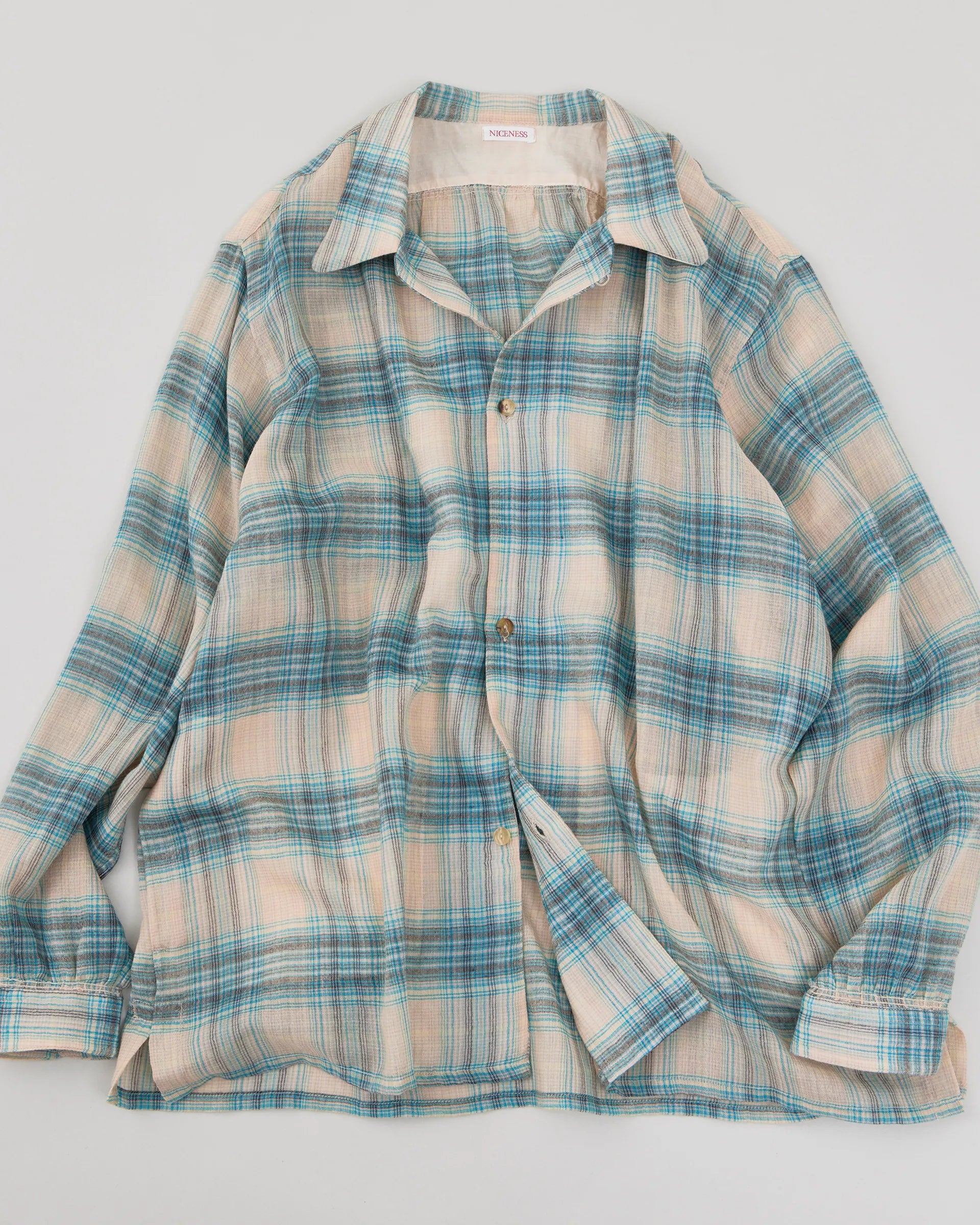 NICENESS 25AW THOM / Multicolor Ombre Open-Collar Shirt – Vintage NICENESS 25AW THOM / Multicolor Ombre Open-Collar Shirt – Vintage