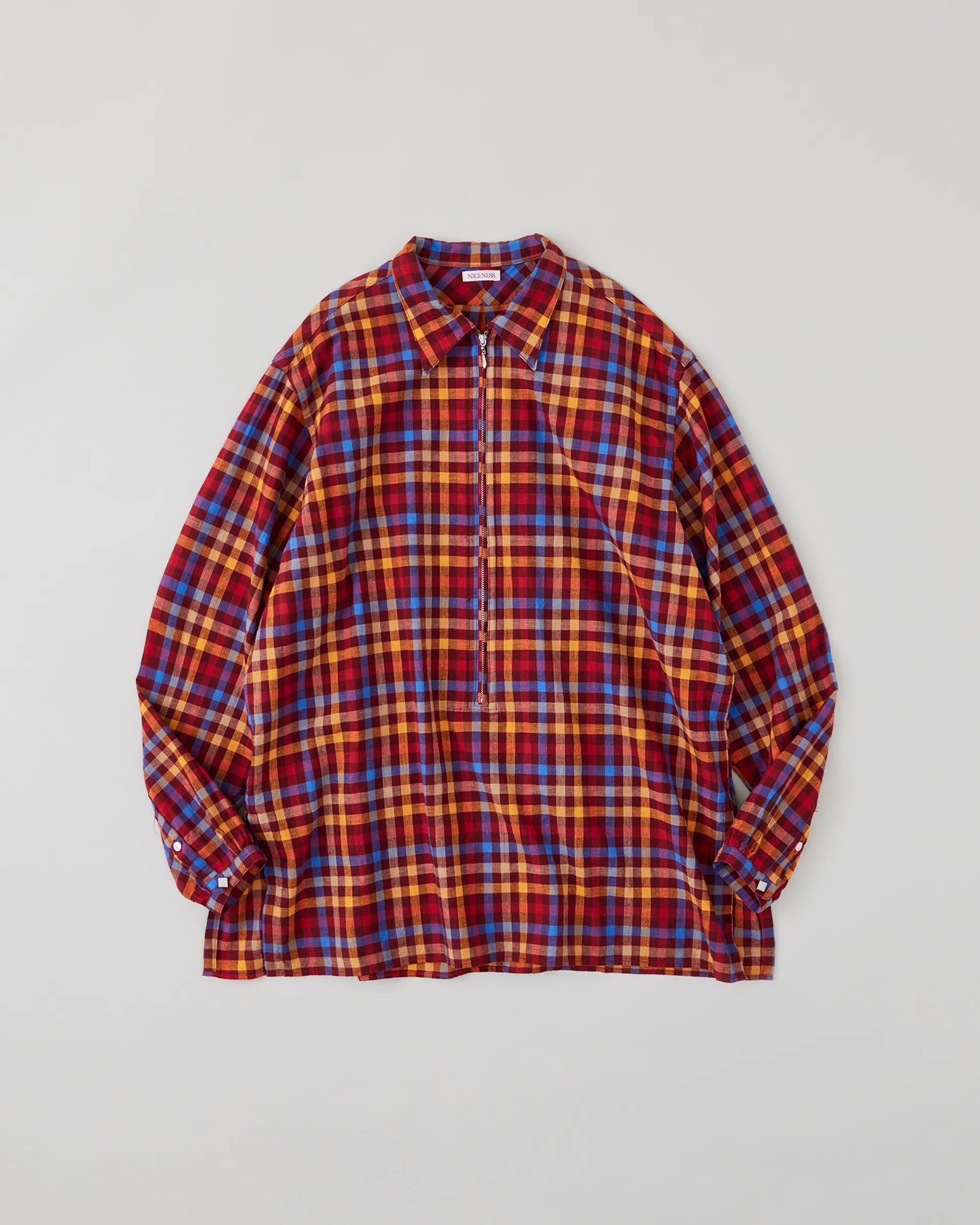 NICENESS 25AW LUCA / Deadstock Check Long Zip Pullover Shirt
