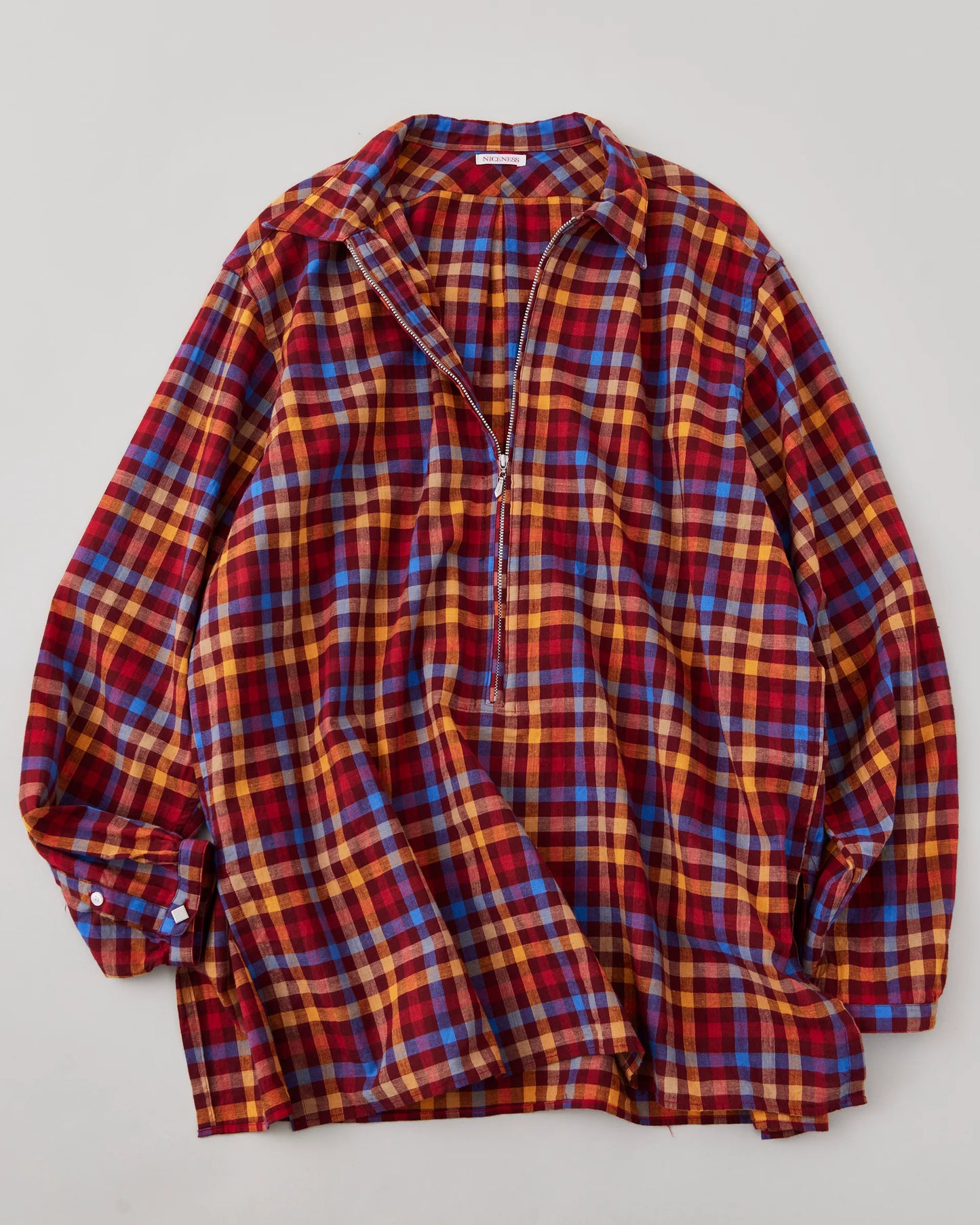 NICENESS 25AW LUCA / Deadstock Check Long Zip Pullover Shirt