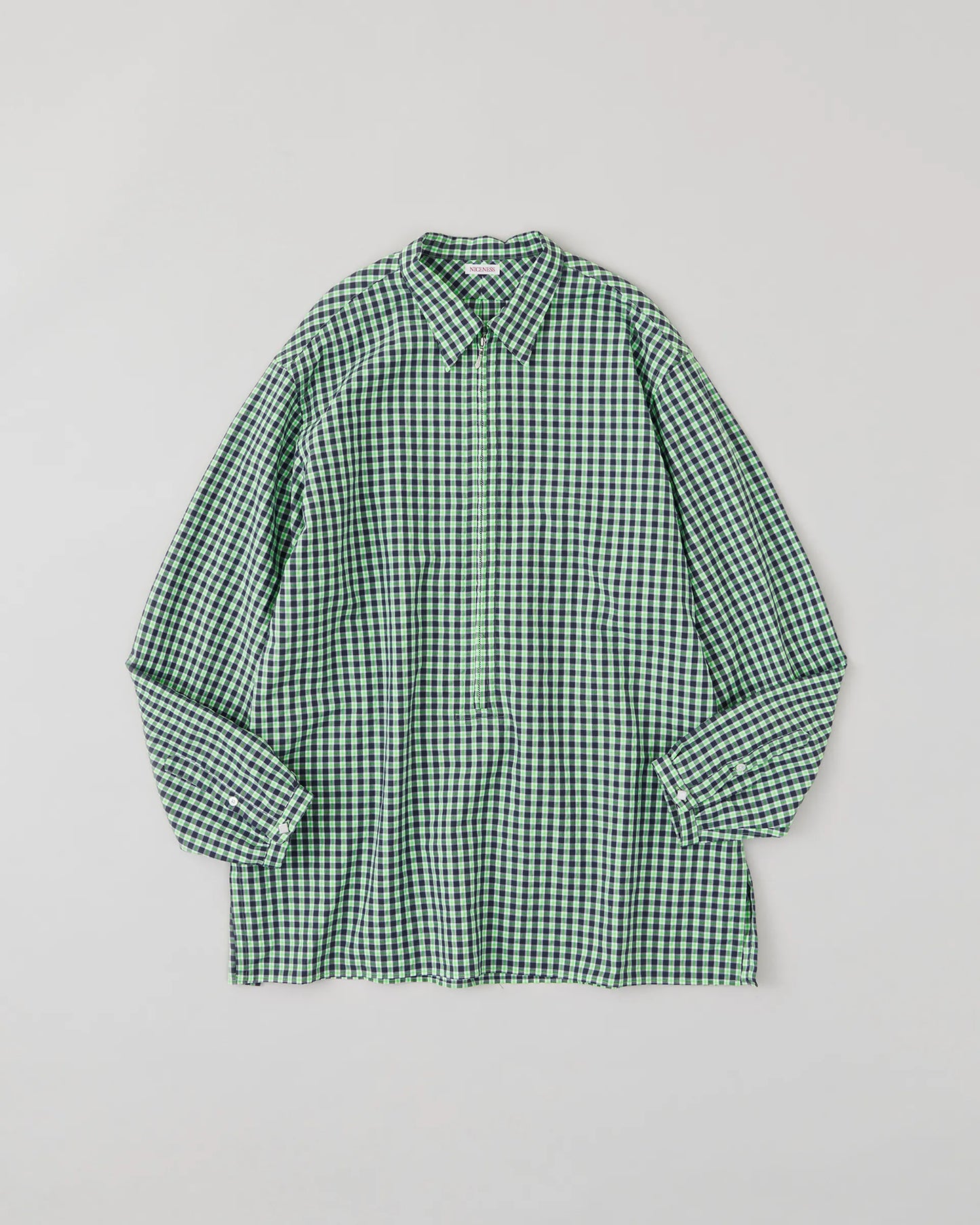 NICENESS 25AW G.LUCA / Deadstock Check Long Zip Pullover Shirt