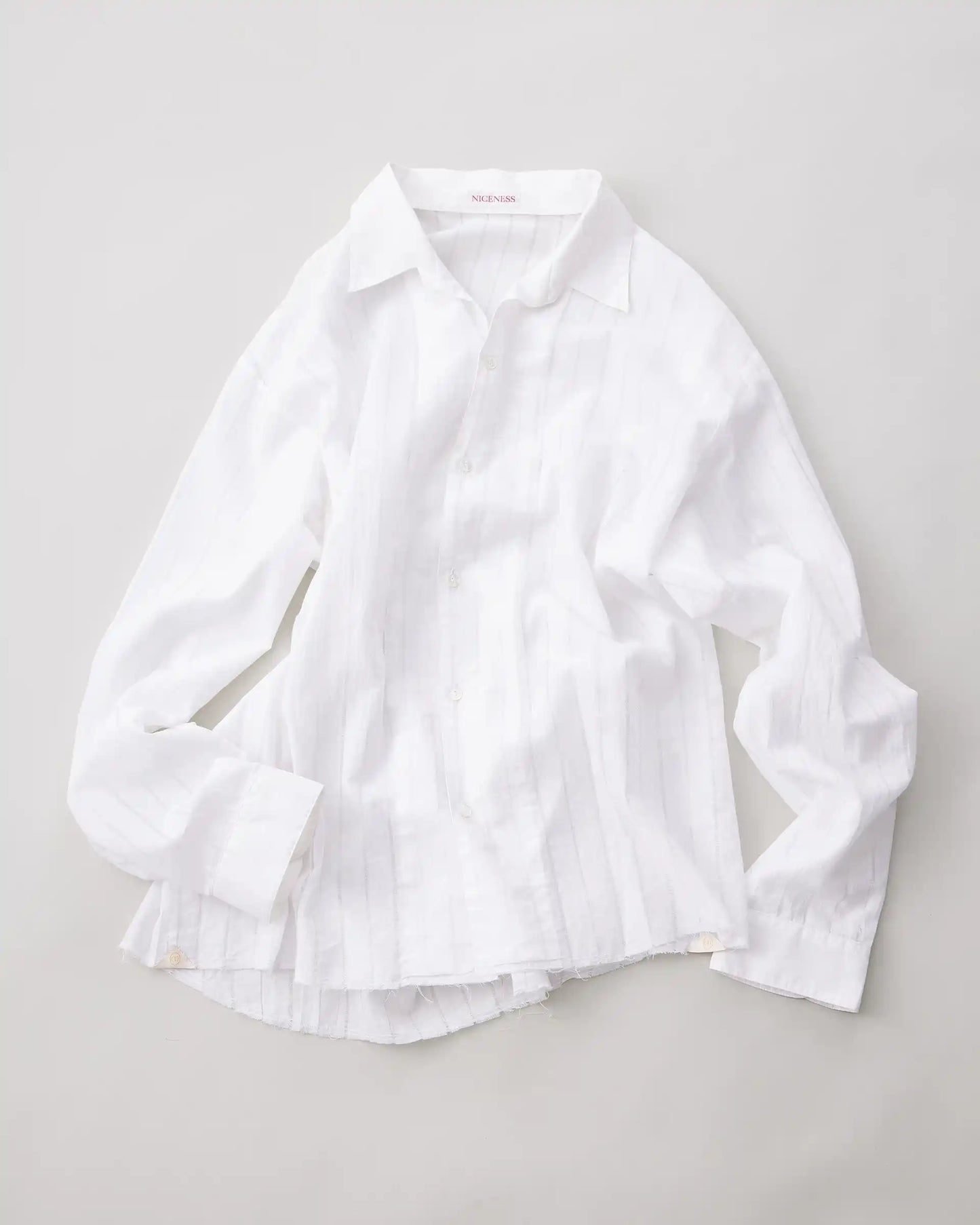 NICENESS 25SS D.CASTELINO / Open Collar Shirt - Pull Stripe Khadi