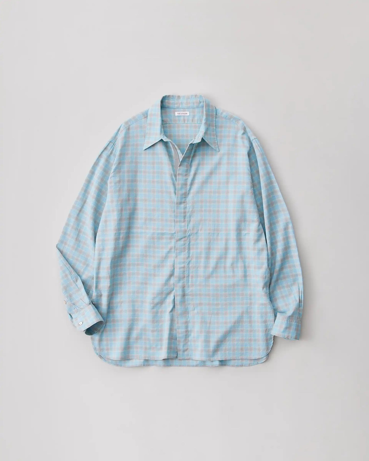 NICENESS 25SS BOLLES Ombre Check Zip Up Shirt