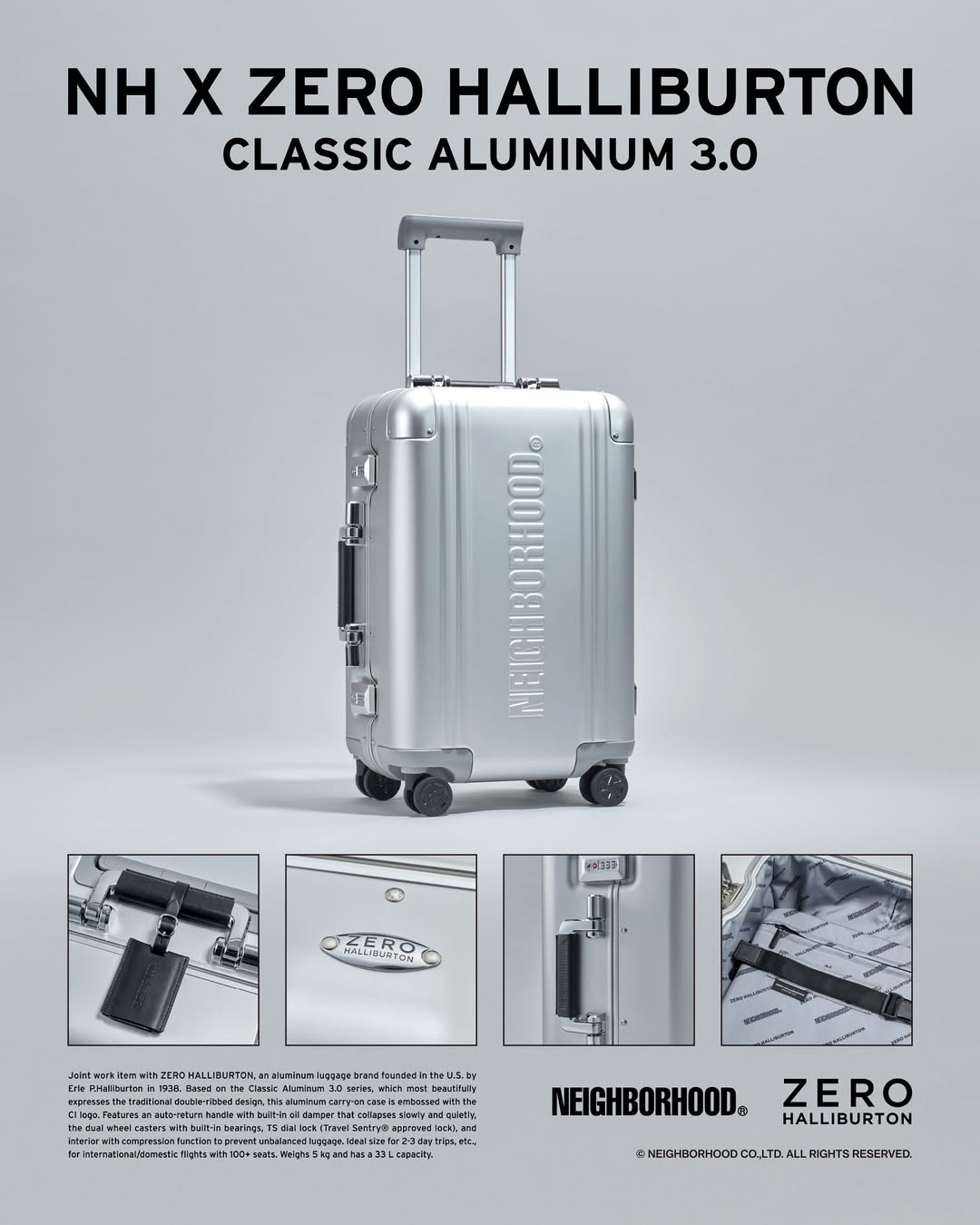 NEIGHBORHOOD x ZERO HALLIBURTON . CLASSIC ALUMINUM 3.0