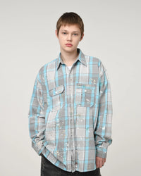 BOWWOW 25AW PAINTER'S PAINT STAINED FLANNEL SHIRT