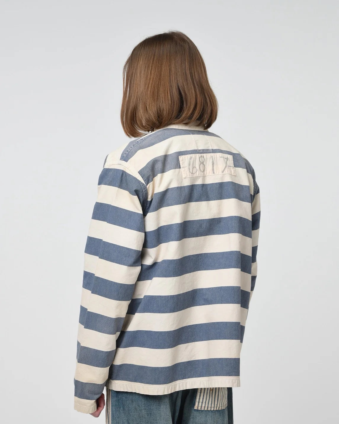 BOWWOW 25AW BLUE STRIPE PRISON JACKET AGED