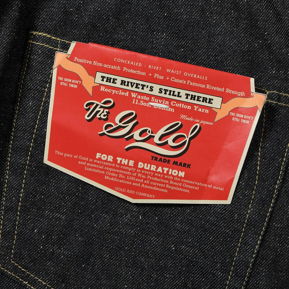 Gold / GL42620N / RECYCLED WASTE SUVIN COTTON YARN 11.5oz. DENIM 5POCKET WIDE PANTS WWⅡ MODEL