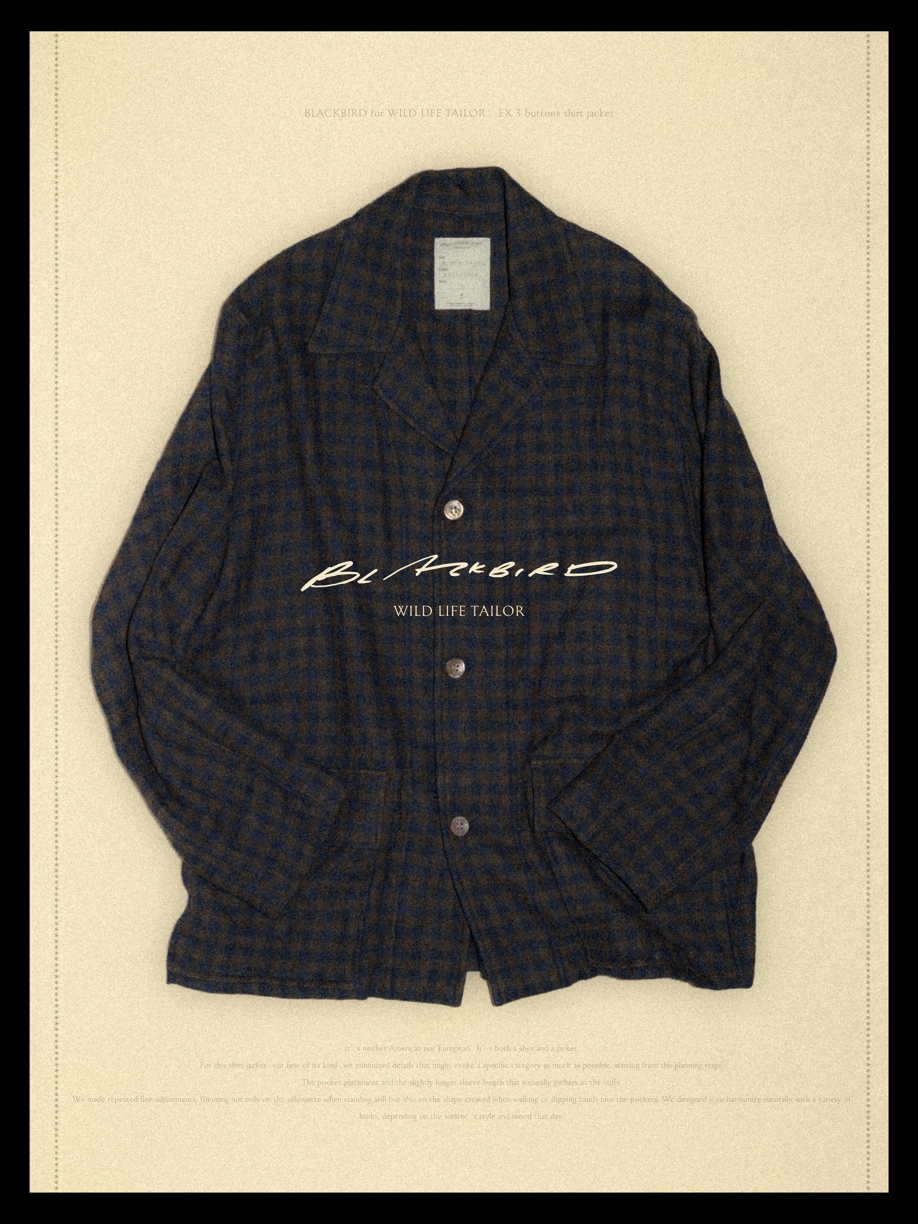 BLACKBIRD for WILD LIFE TAILOR / EX 3 Buttons Shirt jacket