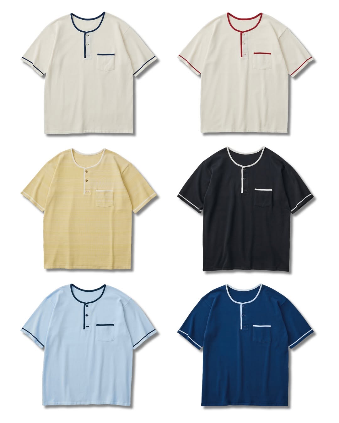 Porter Classic / SUMMER COTTON HENLEY NECK T-SHIRT