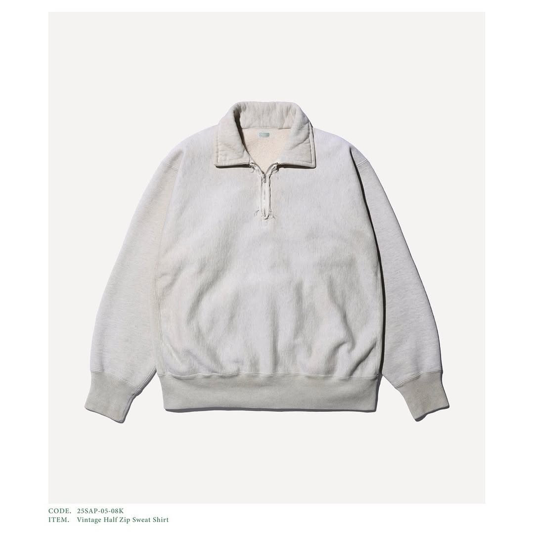 A.PRESSE 25SS Vintage Half Zip Sweat Shirt