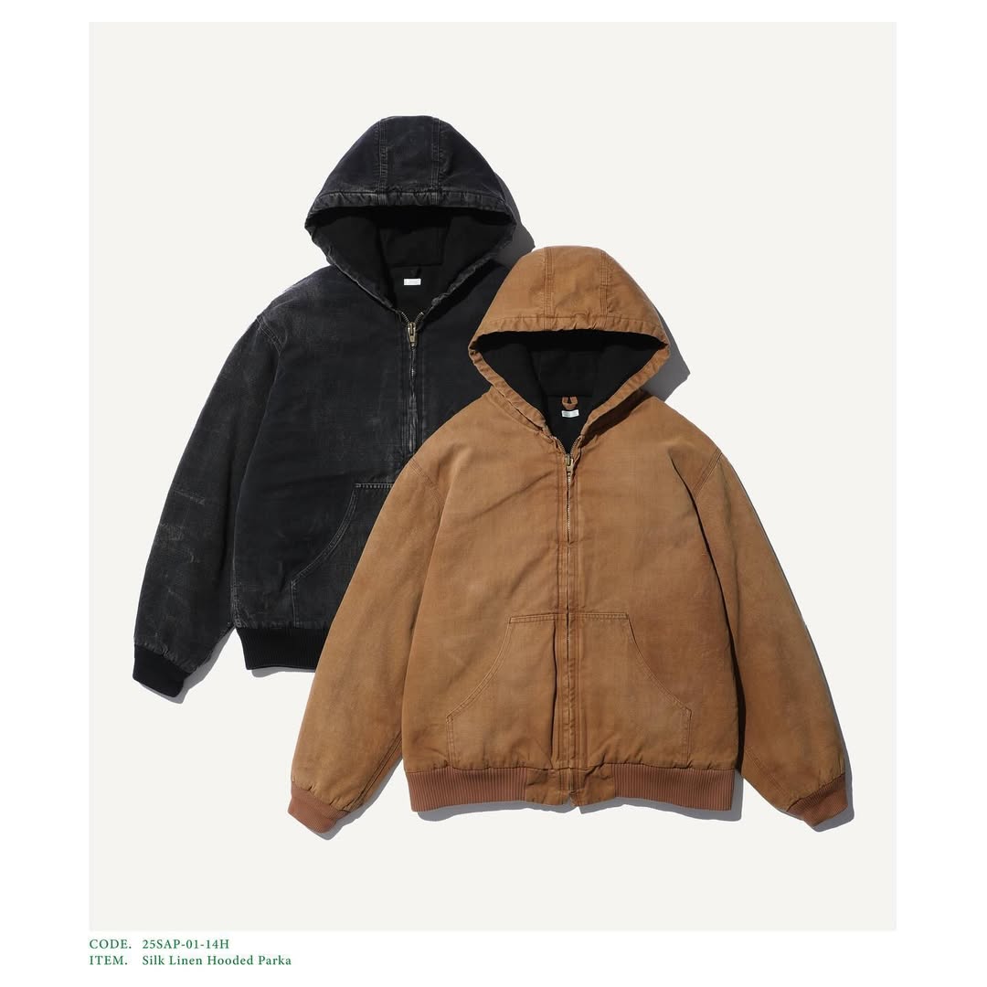 A.PRESSE 25SS Silk Linen Hooded Parka