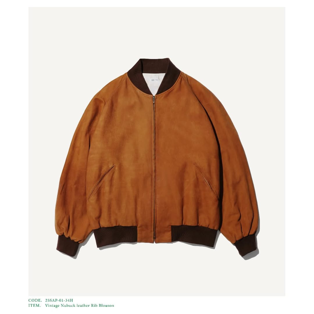 A.PRESSE 25SS Vintage Nubuck leather Rib Blouson