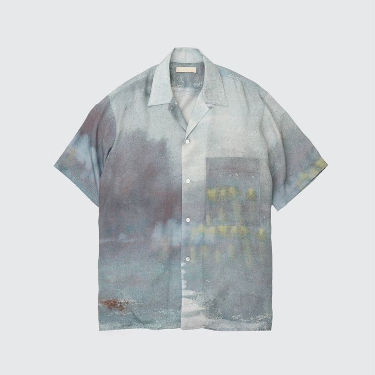 YOKE 25SS Landscape Printed Open Collar Shirt