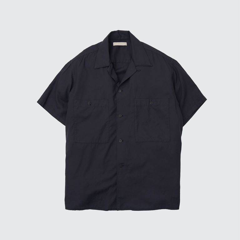 YOKE 25SS Garment dyed Cotton Silk Twill Open Collar Shirt