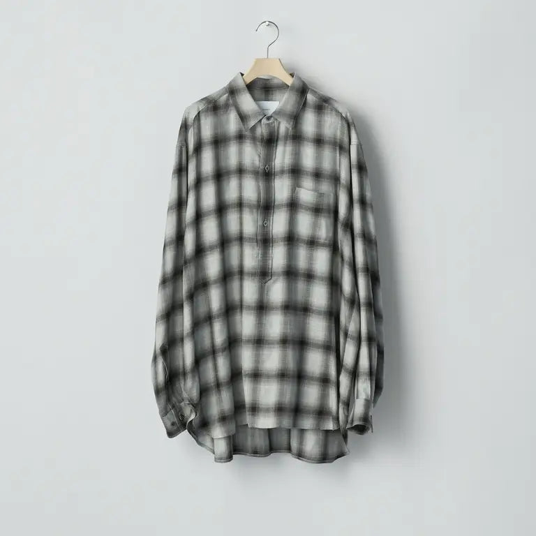 ssstein 25AW Rayon/Lyocell Check Oversized Pullover Shirt