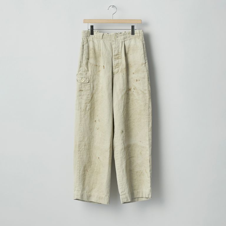 ssstein 25AW Heavy Linen Herringbone Wide Easy Trousers