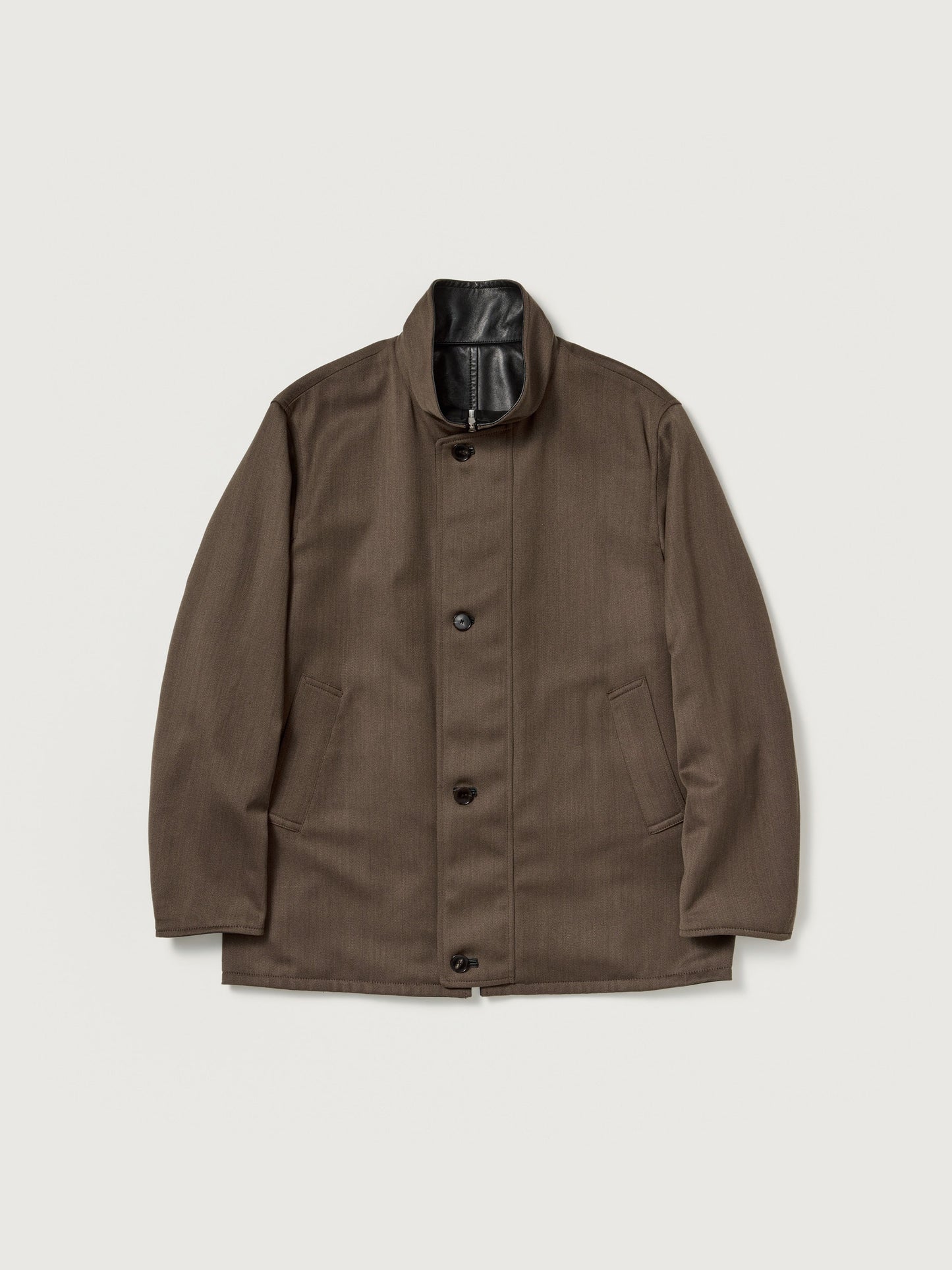 AURALEE 26AW REVERSIBLE WOOL TWISTED TWILL / SHEEP LEATHER HALF COAT