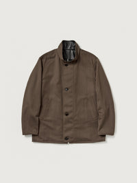 AURALEE 26AW REVERSIBLE WOOL TWISTED TWILL / SHEEP LEATHER HALF COAT