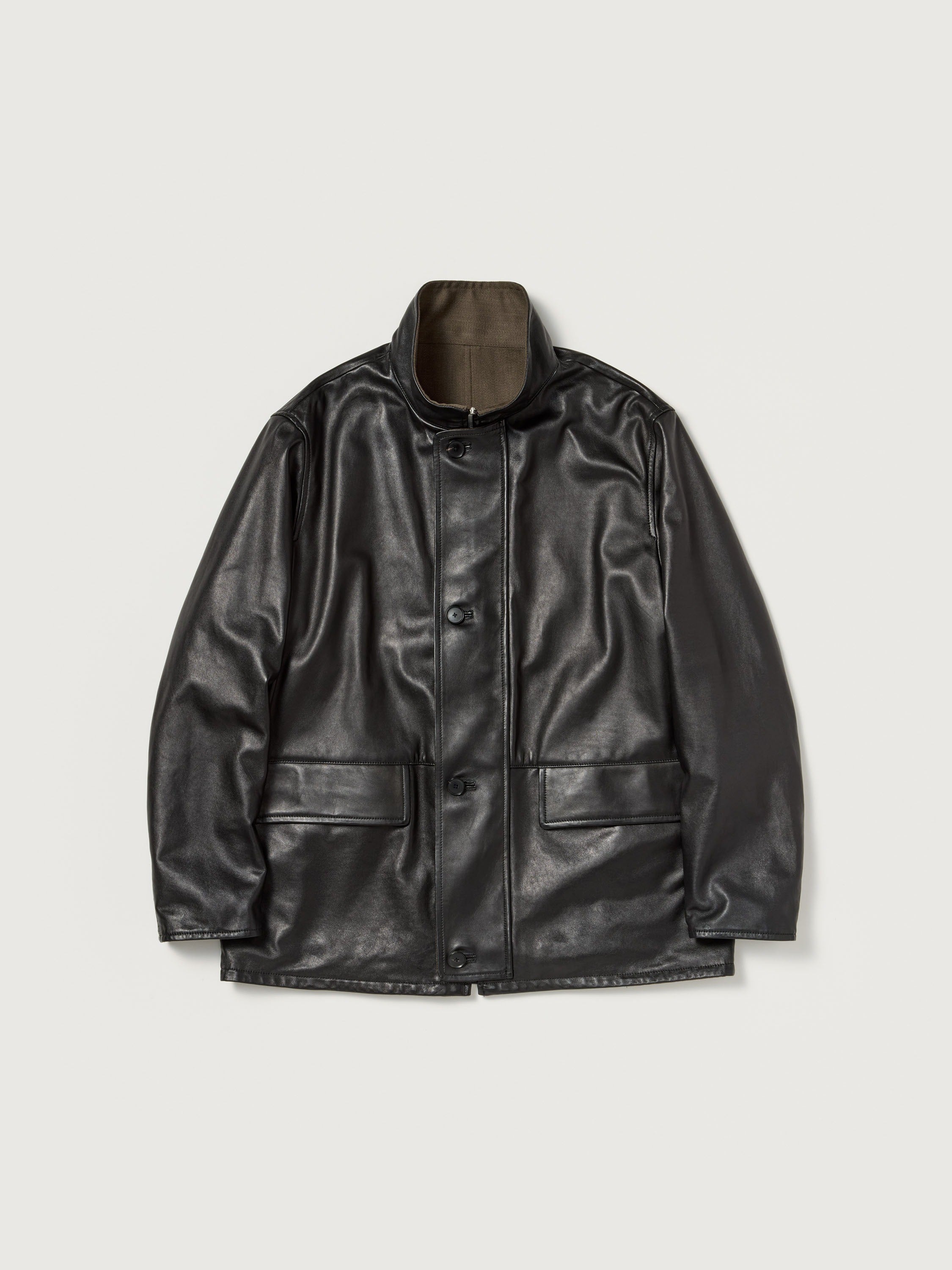 AURALEE 26AW REVERSIBLE WOOL TWISTED TWILL / SHEEP LEATHER HALF