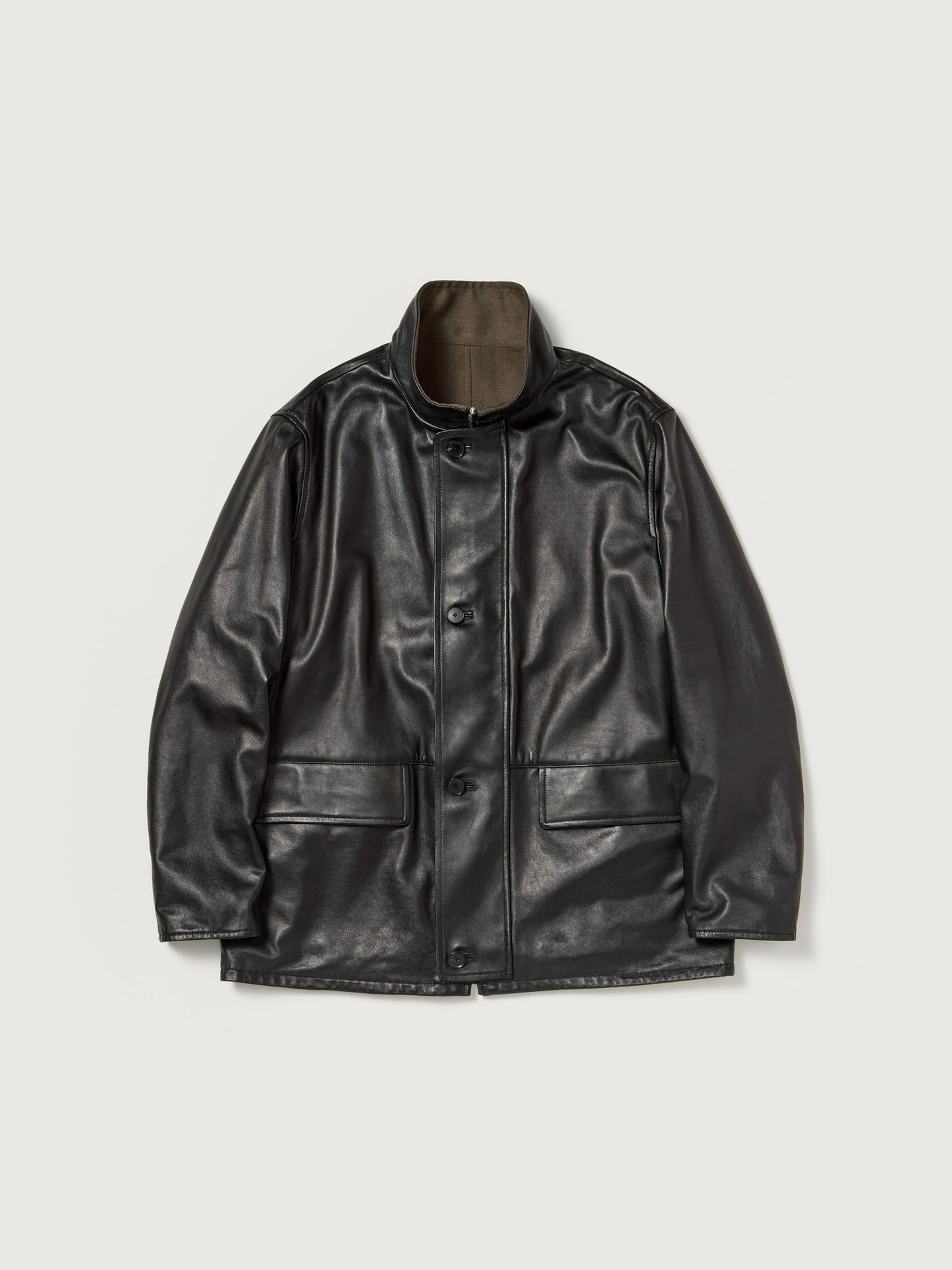 AURALEE 26AW REVERSIBLE WOOL TWISTED TWILL / SHEEP LEATHER HALF COAT