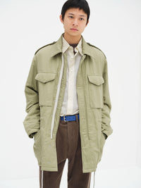 AURALEE 26AW BRUSHED SILK LINEN SATIN PADDED MILITARY BLOUSON