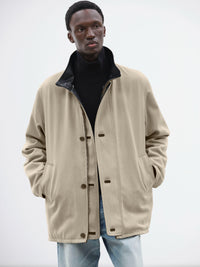 AURALEE 26AW REVERSIBLE WOOL TWISTED TWILL / SHEEP LEATHER HALF COAT