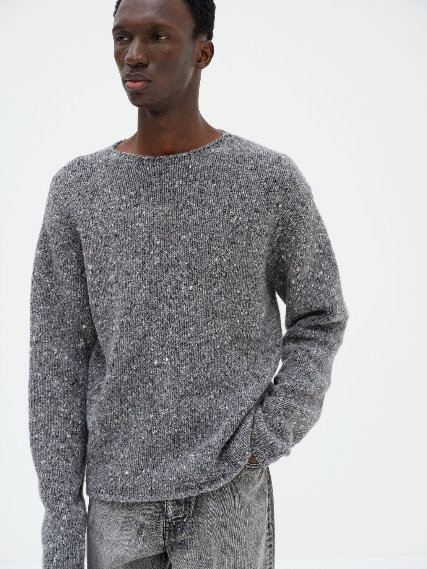 AURALEE 26AW LOW-GAUGE HOMESPUN TWEED KNIT P/O