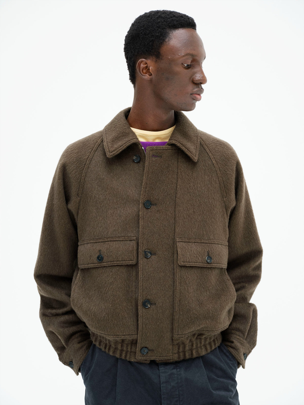 AURALEE 26AW HAIRY WOOL MOHAIR CHAMBRAY BLOUSON