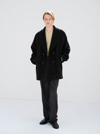AURALEE 26AW WOOL HERRINGBONE SHAWL COLLAR COAT