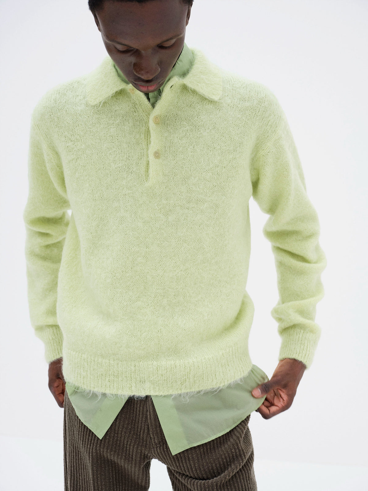 AURALEE 26AW BRUSHED SUPER KID MOHAIR KNIT POLO