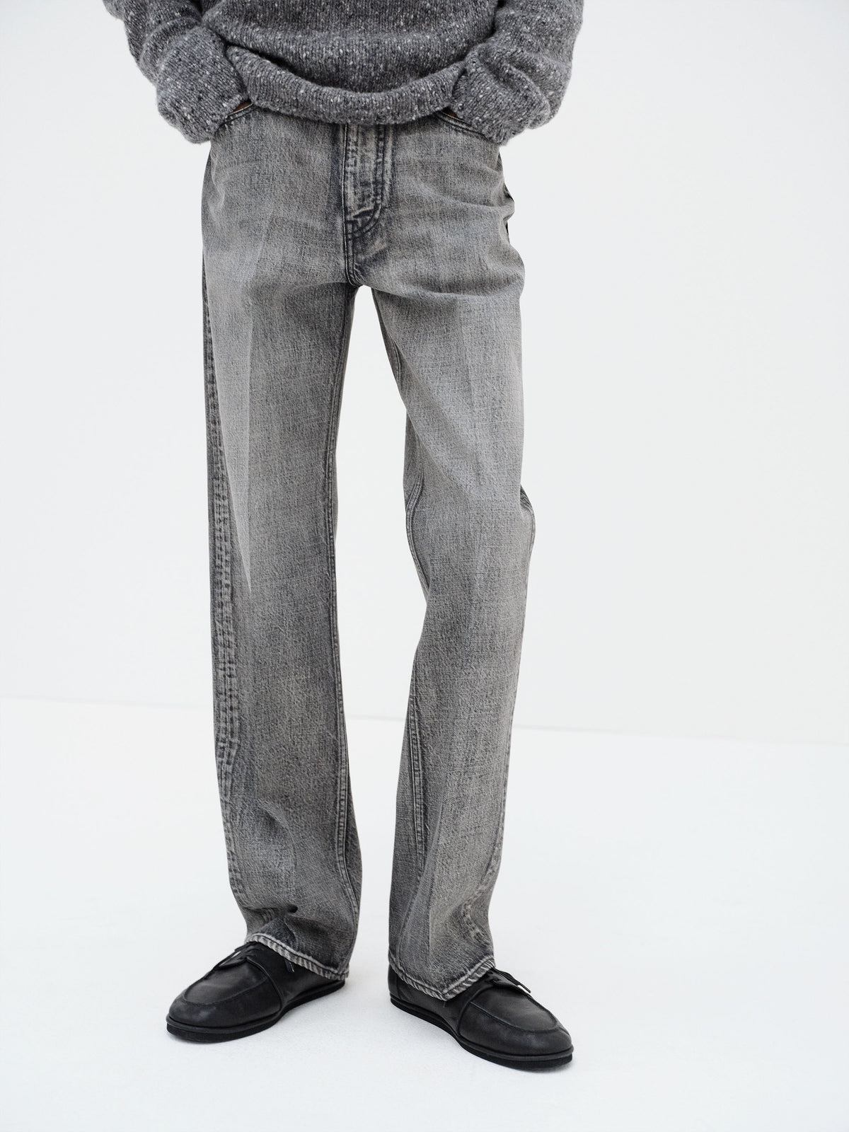 AURALEE 26AW FADED HEAVY DENIM CENTER-PLEATED PANTS