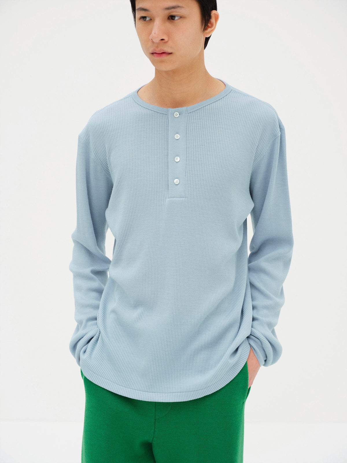 AURALEE 26AW WOOL SILK SOFT RIB HENLEY