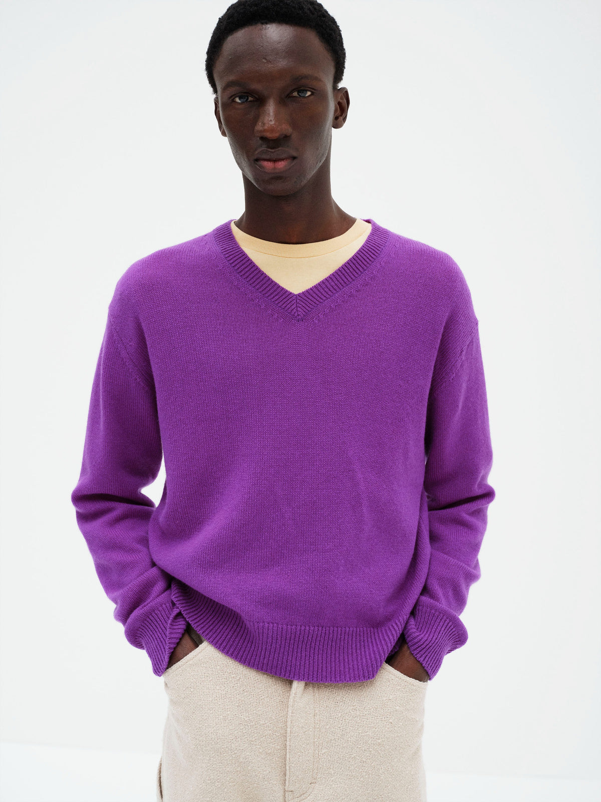 AURALEE 26AW LIGHT CASHMERE KNIT V-NECK P/O