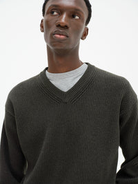 AURALEE 26AW SUPER FINE WOOL RIB KNIT V-NECK P/O