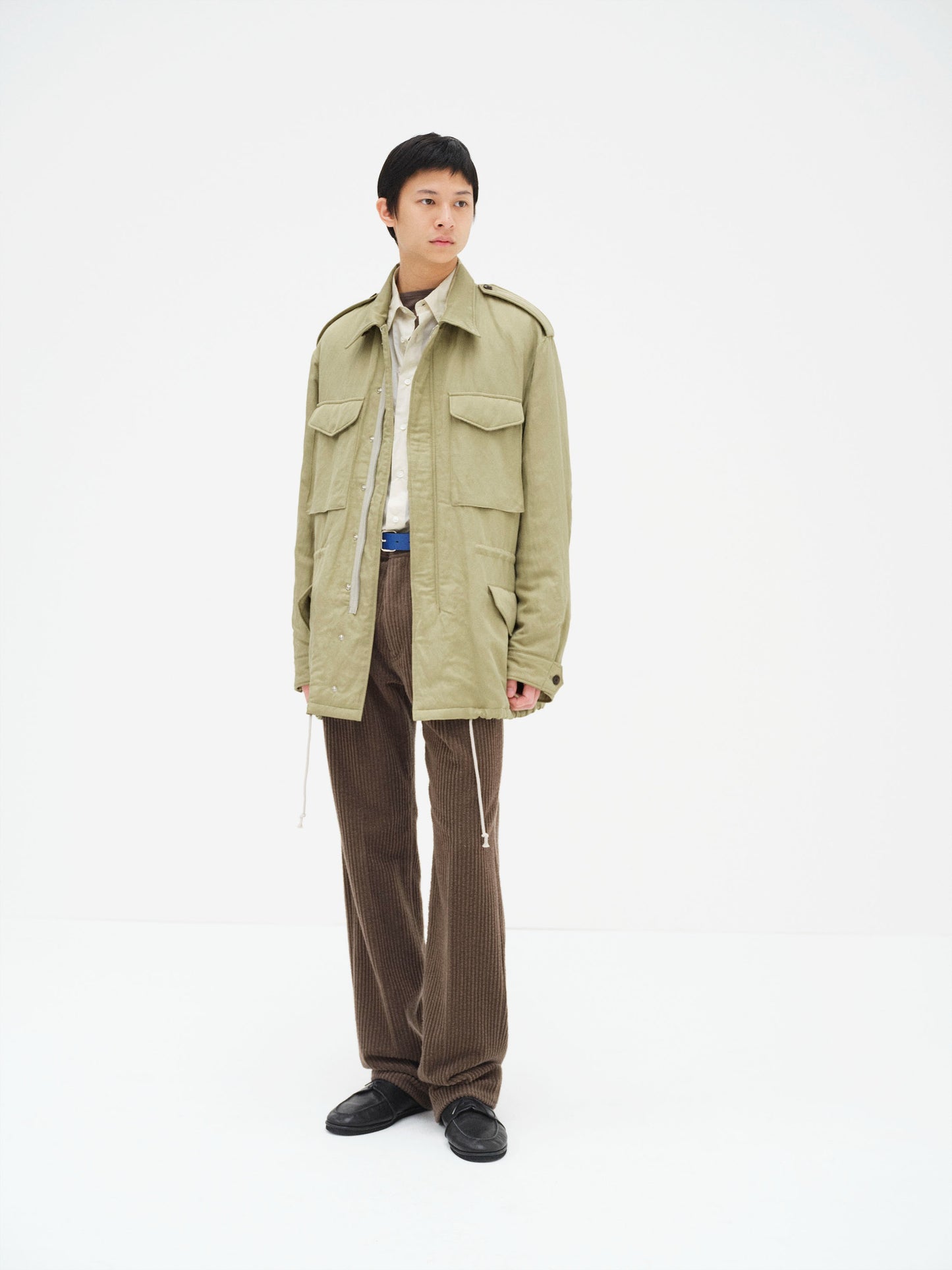 AURALEE 26AW BRUSHED SILK LINEN SATIN PADDED MILITARY BLOUSON