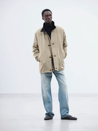 AURALEE 26AW REVERSIBLE WOOL TWISTED TWILL / SHEEP LEATHER HALF COAT