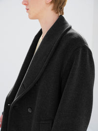 AURALEE 26AW WOOL HERRINGBONE SHAWL COLLAR COAT