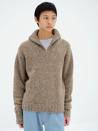 AURALEE 26AW LOW-GAUGE HOMESPUN TWEED KNIT ZIP TURTLE