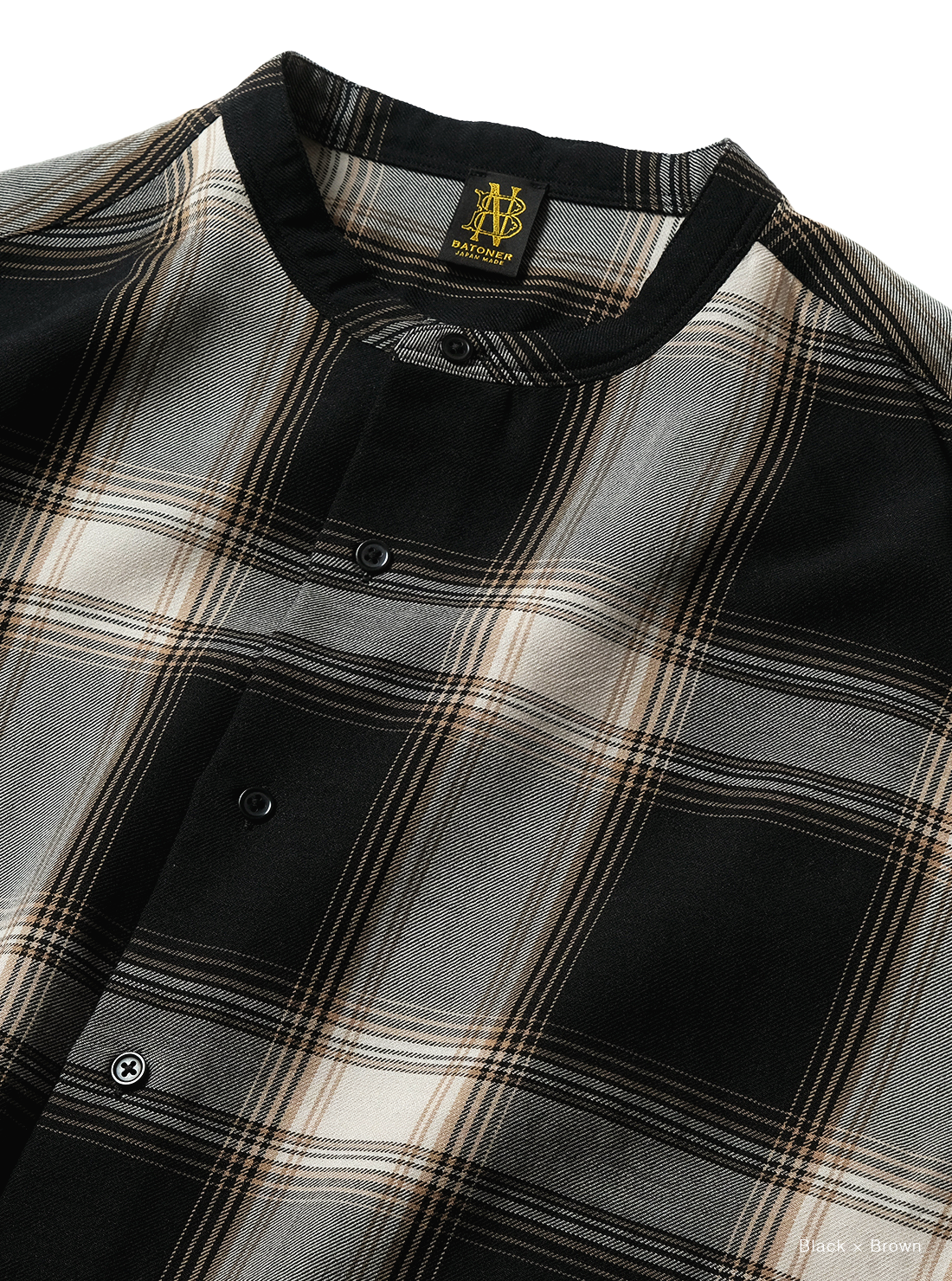 BATONER 26AW  OMBRE CHECK BAND COLLAR SHIRT