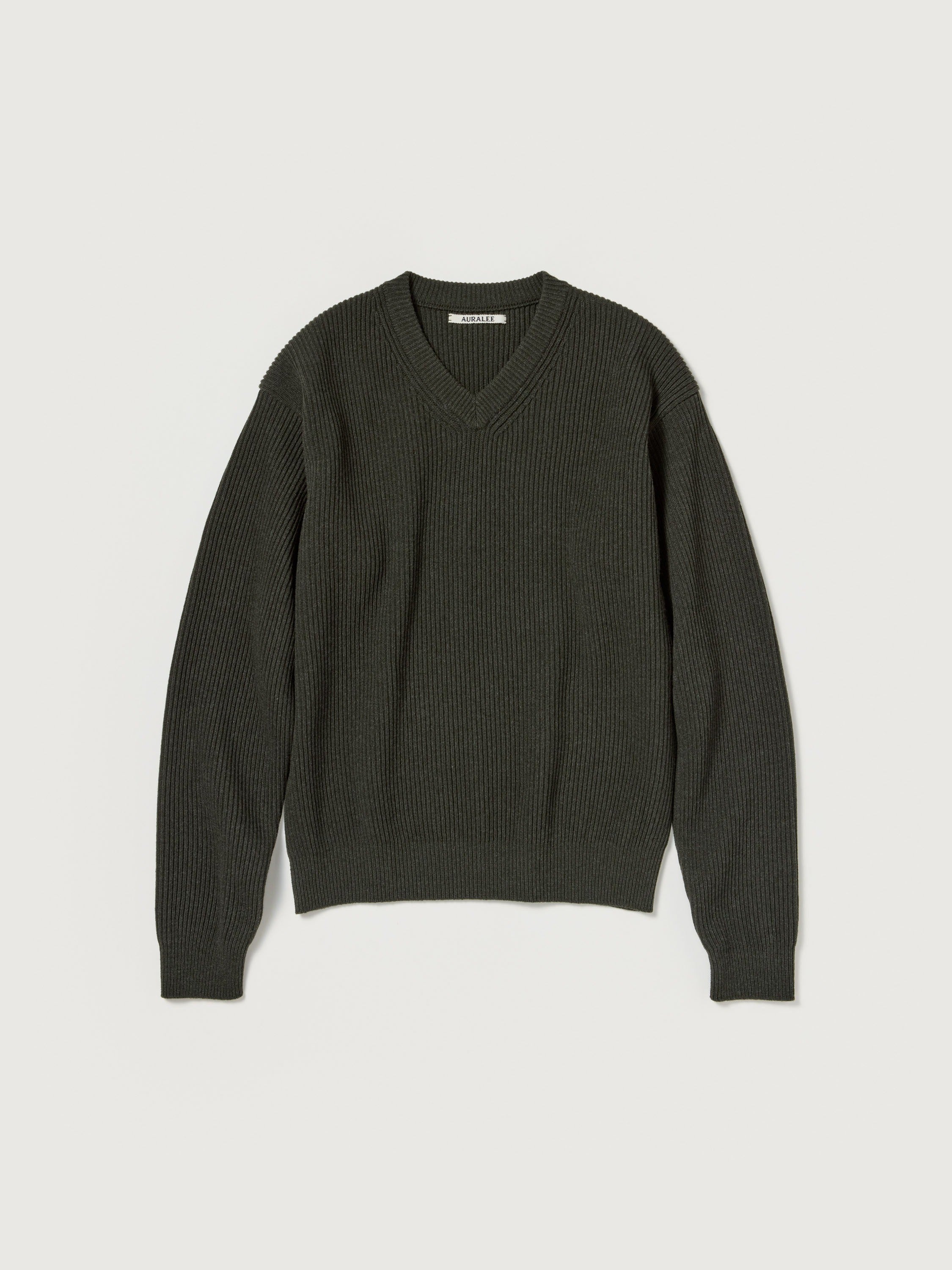 AURALEE 26AW SUPER FINE WOOL RIB KNIT V-NECK P/O