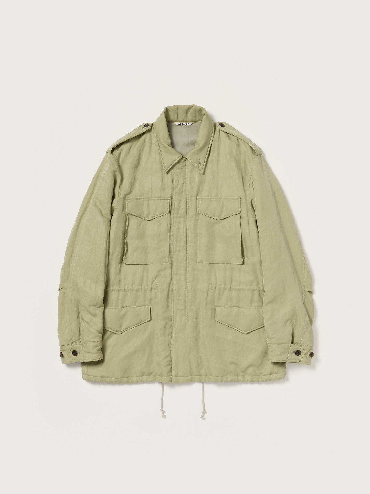 AURALEE 26AW BRUSHED SILK LINEN SATIN PADDED MILITARY BLOUSON